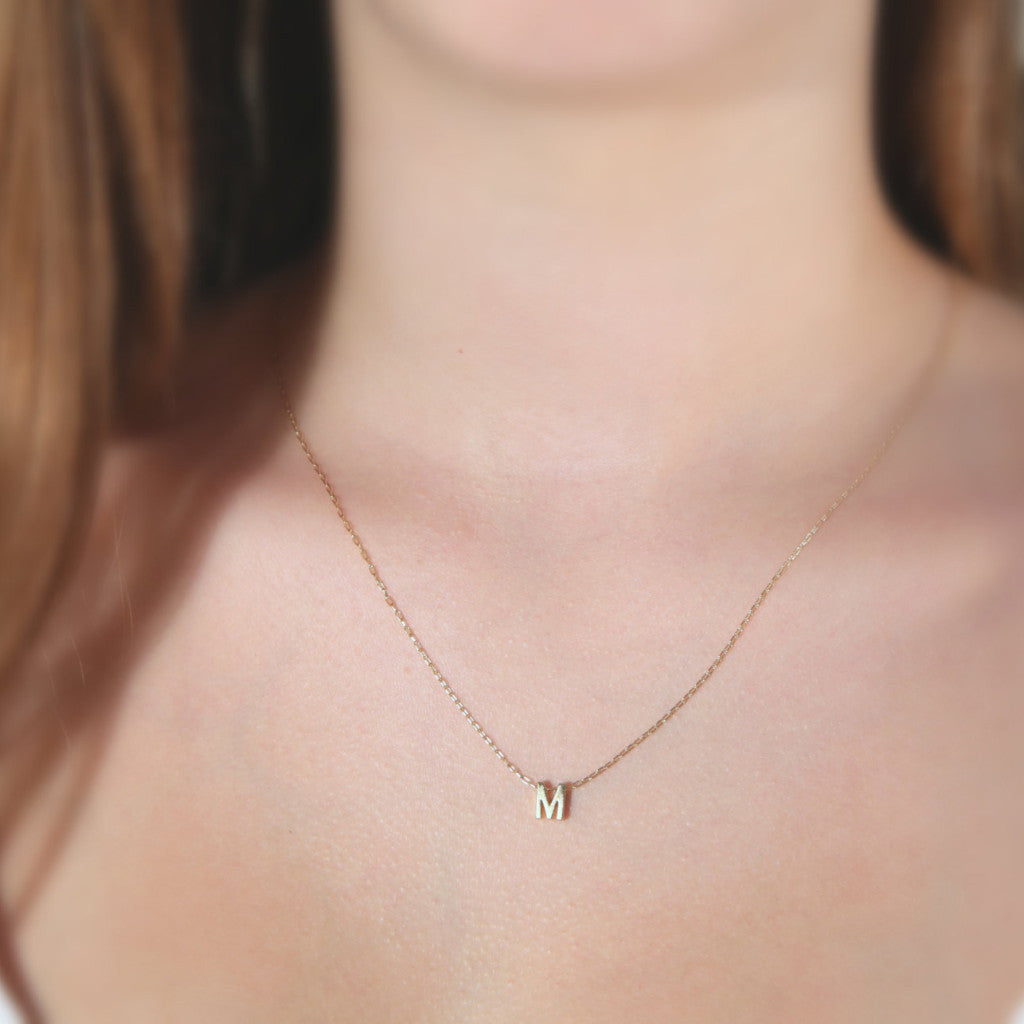 Personalized Small Letter Initial Necklace Silver or Gold