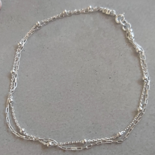 Sterling Silver Double Chain Anklet