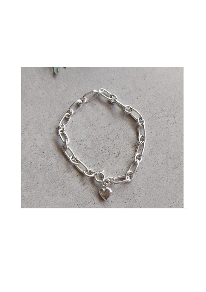 Silver Chunky Heart Bracelet