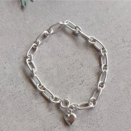 Silver Chunky Heart Bracelet