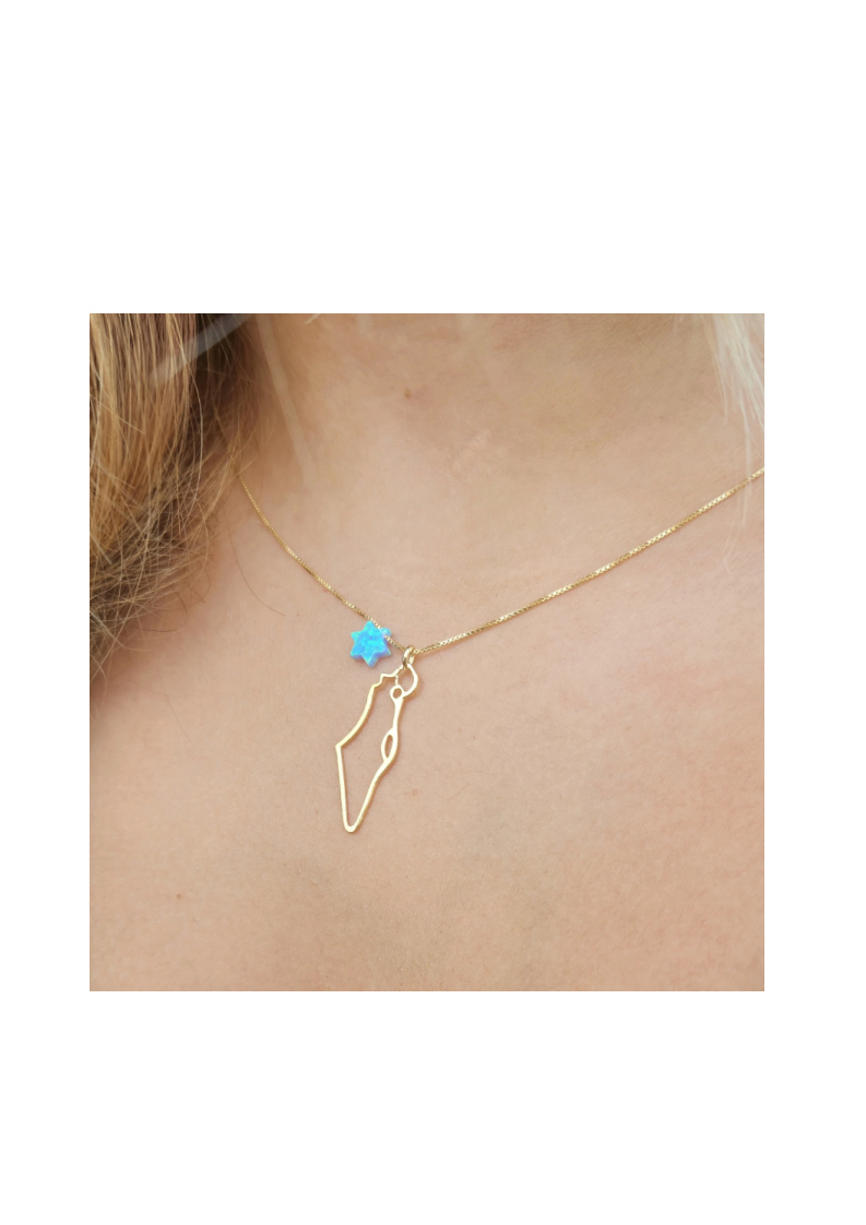 Israel Map Necklace and star