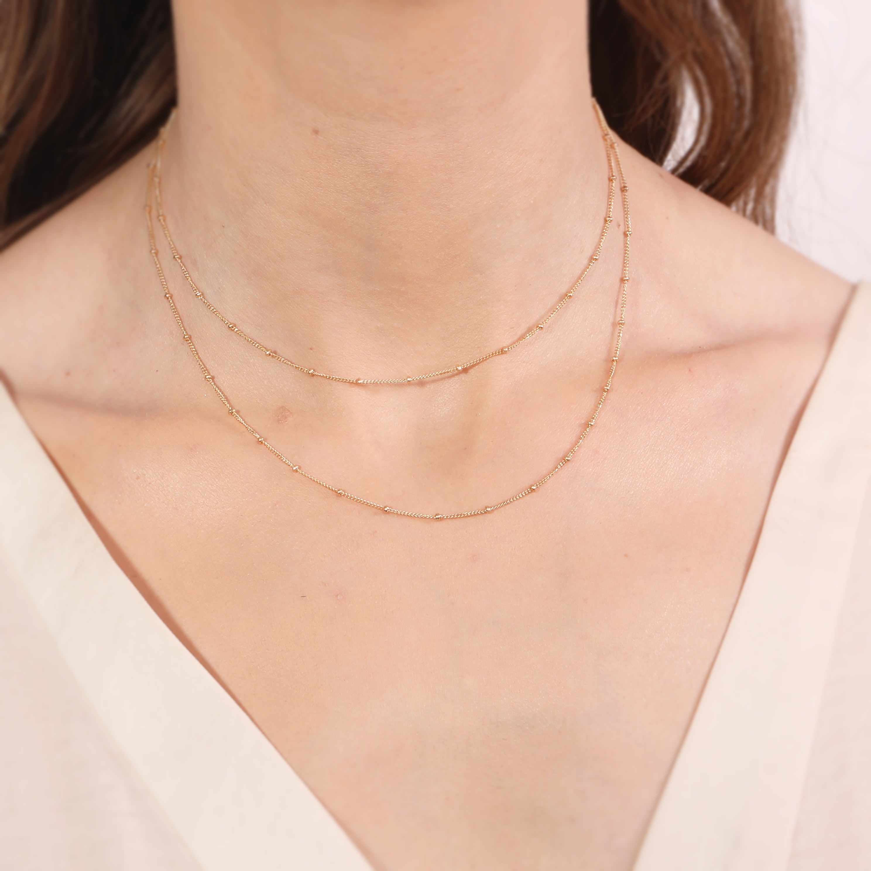 Dainty double chain on sale necklace