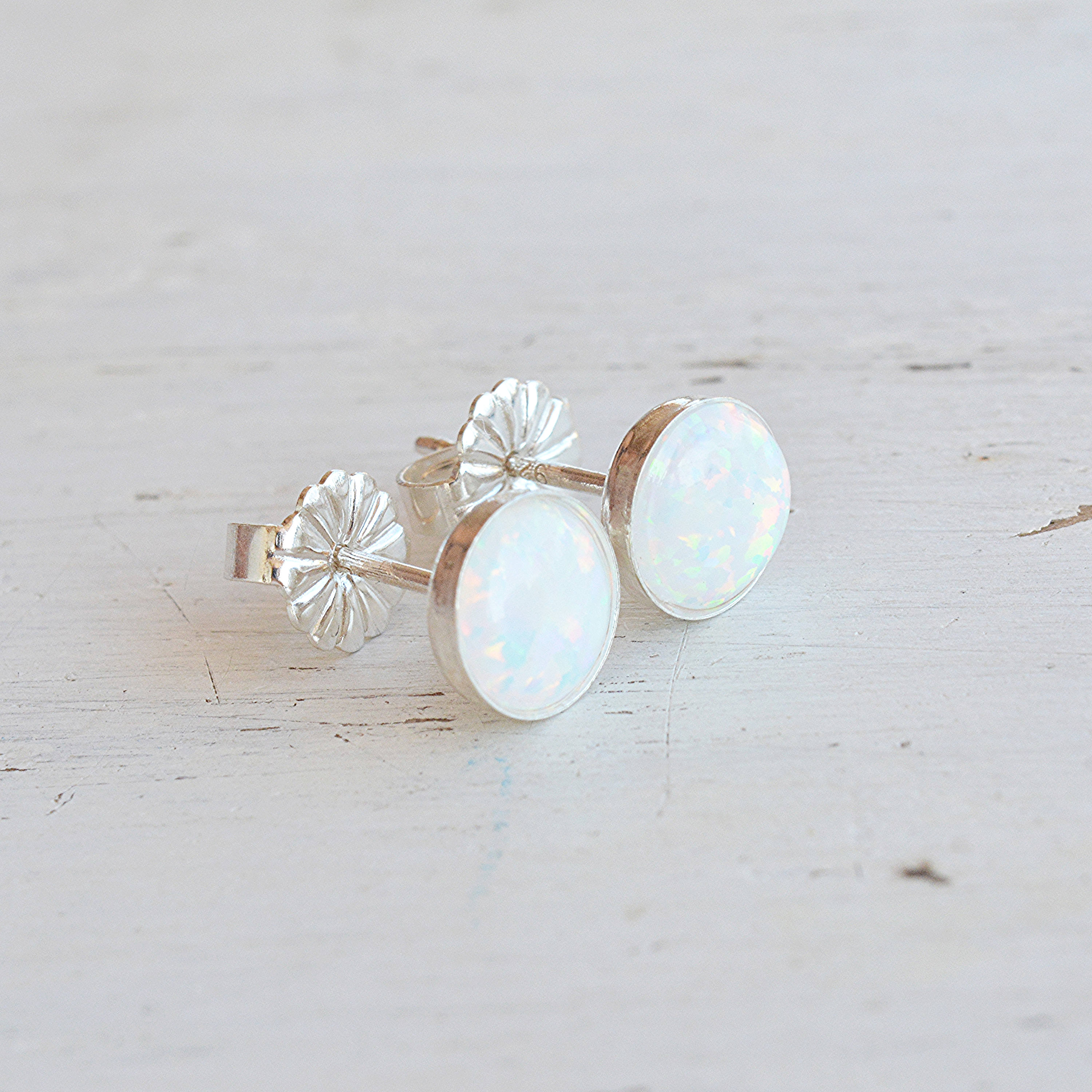 Silver Mini Marquise Opal Stud Earrings | Classy Women Collection