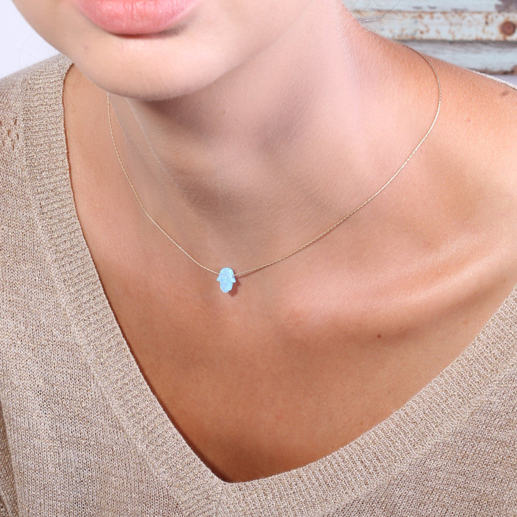 Opal Hamsa Necklace - 925 Sterling Silver | OR LEAMI