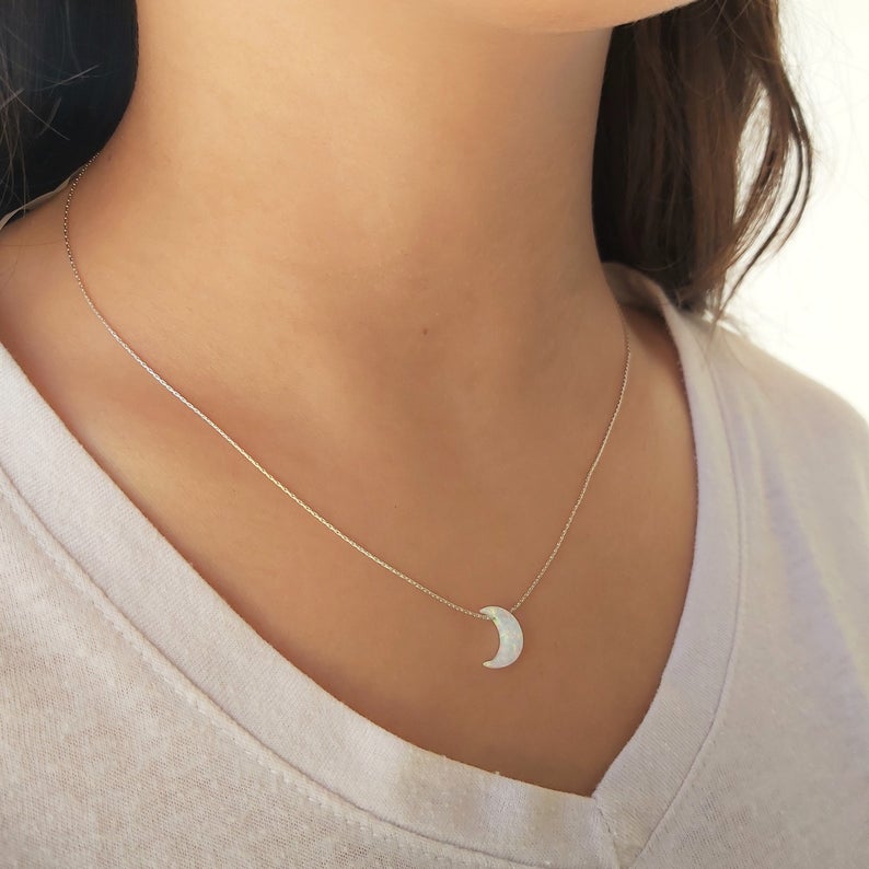 White on sale crescent necklace